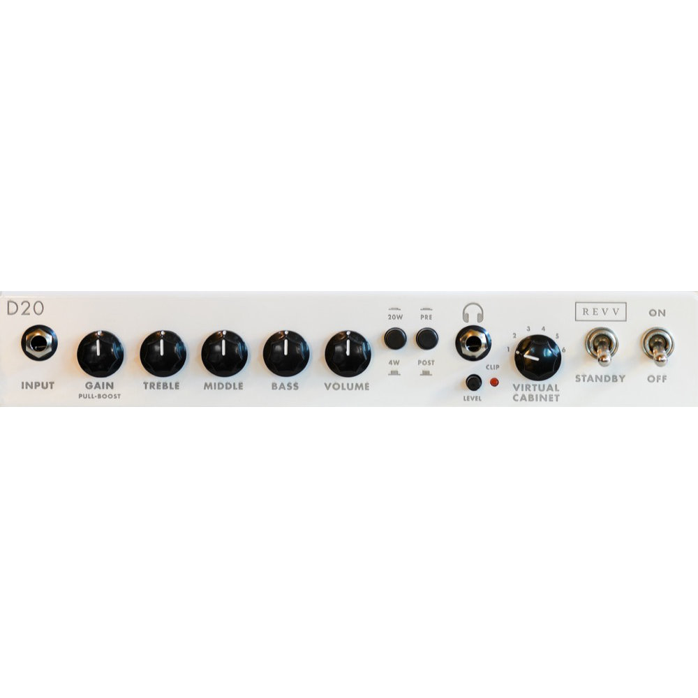 Revv Amplification D20 White ギターアンプヘッド コントロールパネル