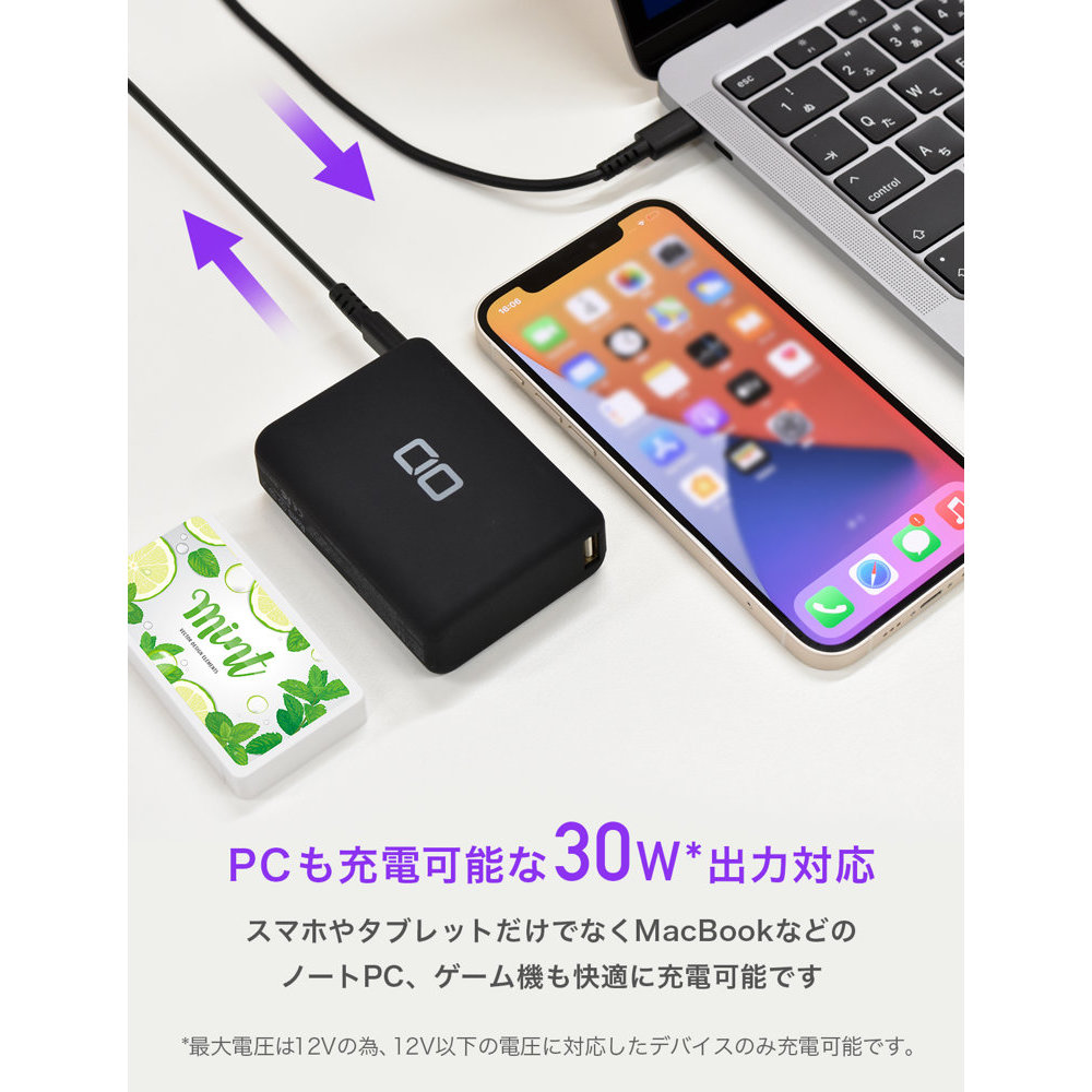 CIO SMARTCOBY Pro 30W Type-C×1 Type-A×1 30W出力対応 10000mAh 急速充電対応 モバイルバッテリー 詳細画像