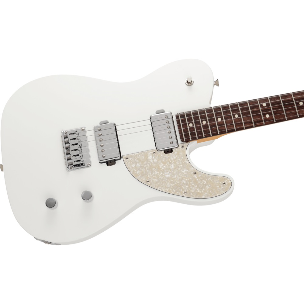 Fender Made in Japan Elemental Telecaster HH RW Nimbus White エレキギター ボディ斜めアングル画像