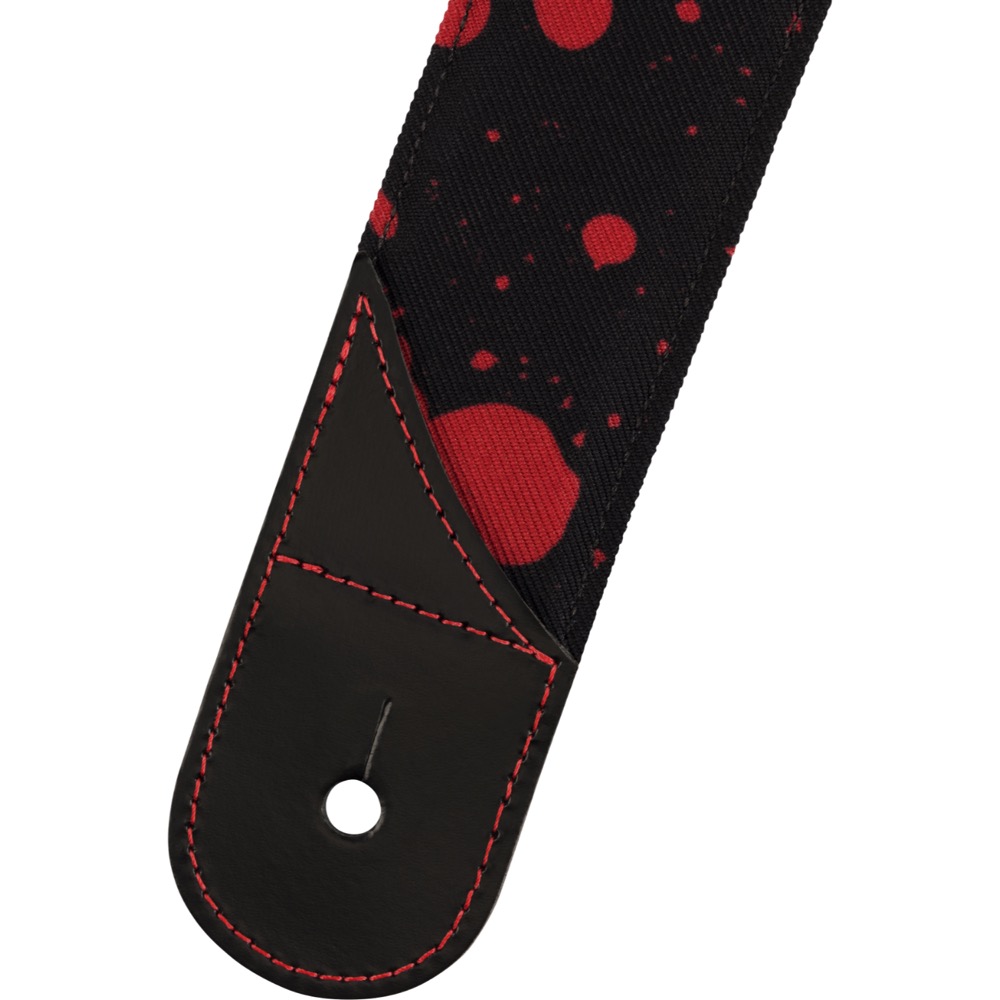 Jackson Splatter Strap Black and Red 2' ギターストラップ ストラップエンド画像