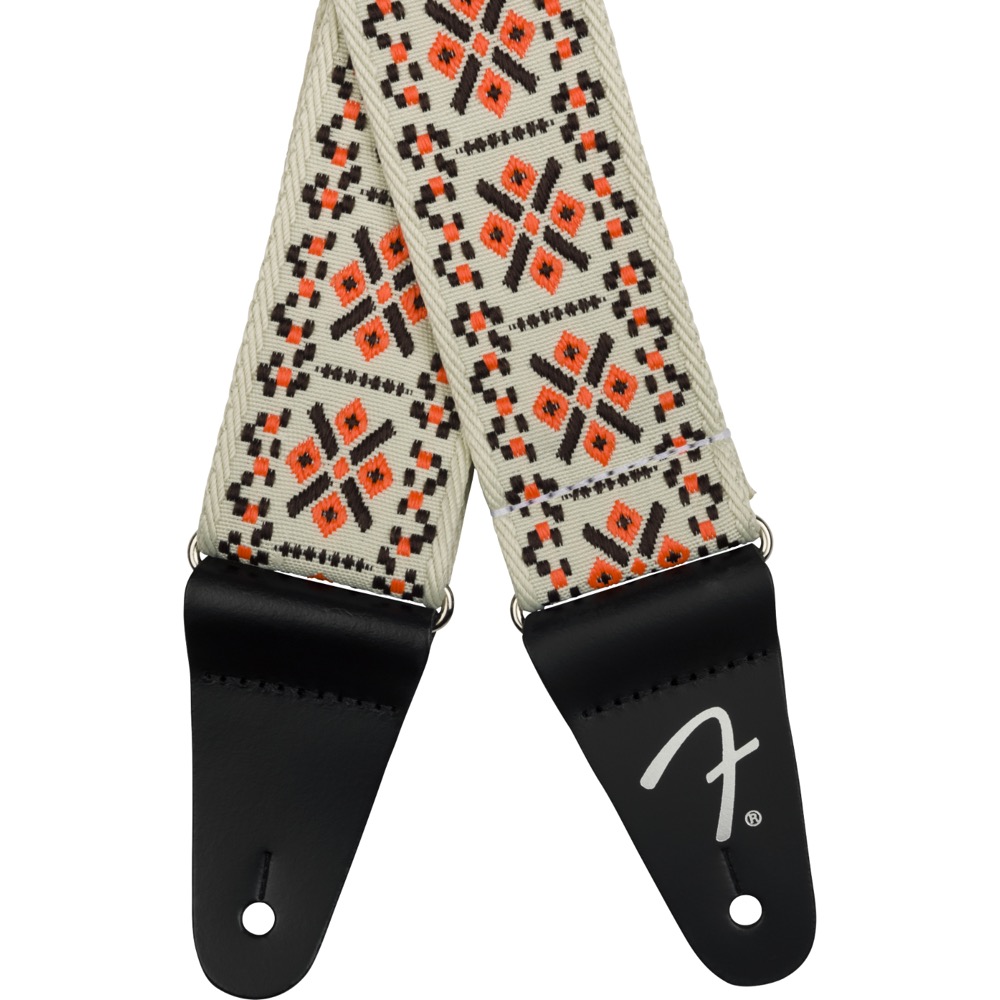 Fender Pasadena Woven Strap Lattice Orange 2' ギターストラップ ストラップエンド画像