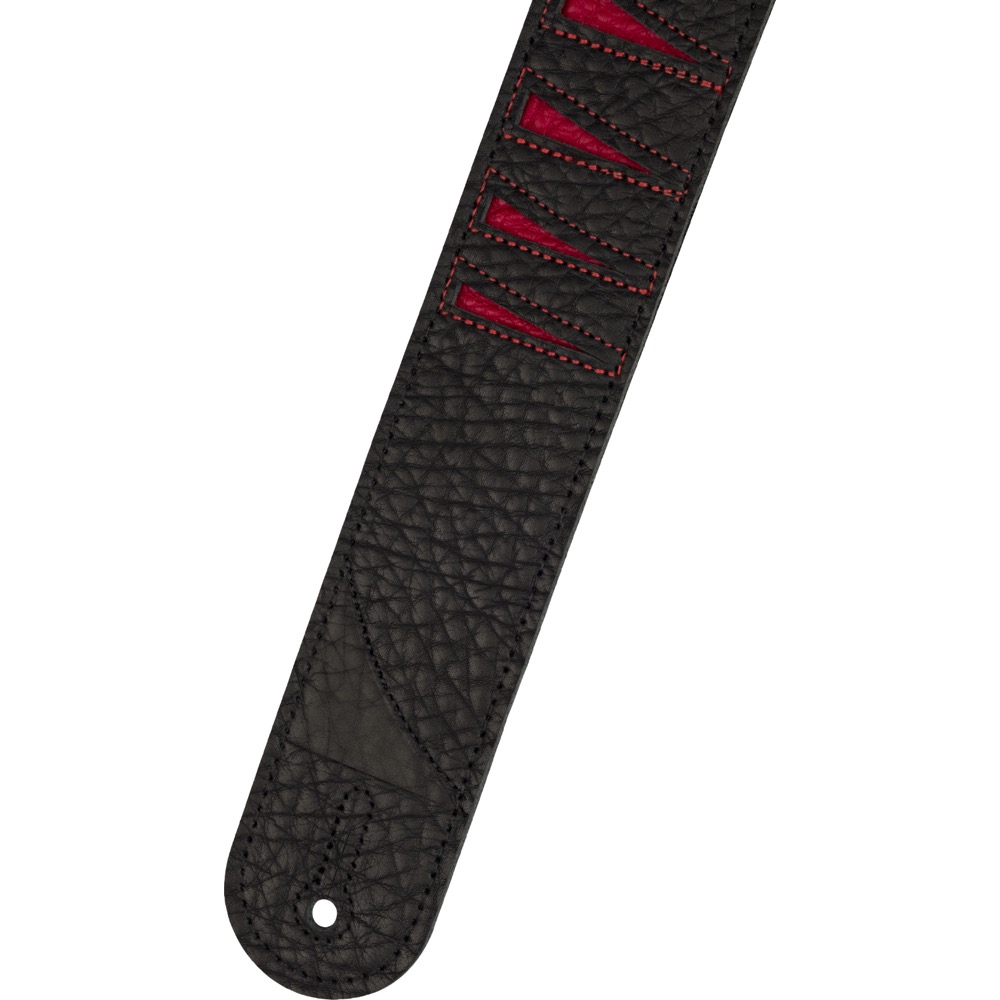 Jackson Shark Fin Leather Strap Red and Black 2' ギターストラップ ストラップエンド画像
