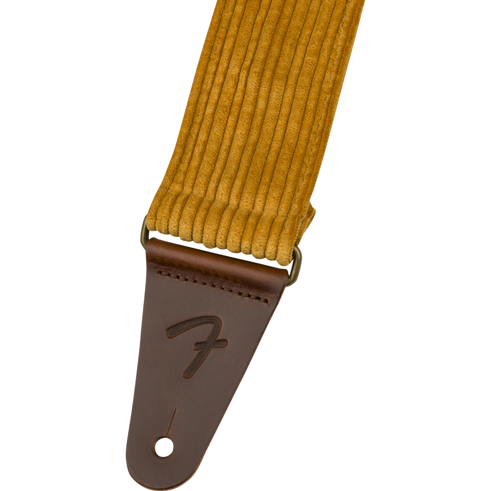 Fender Corduroy Strap Blaze Gold 2' ギターストラップ ストラップエンドにはフルグレインレザーを採用した究極の快適さと耐久性