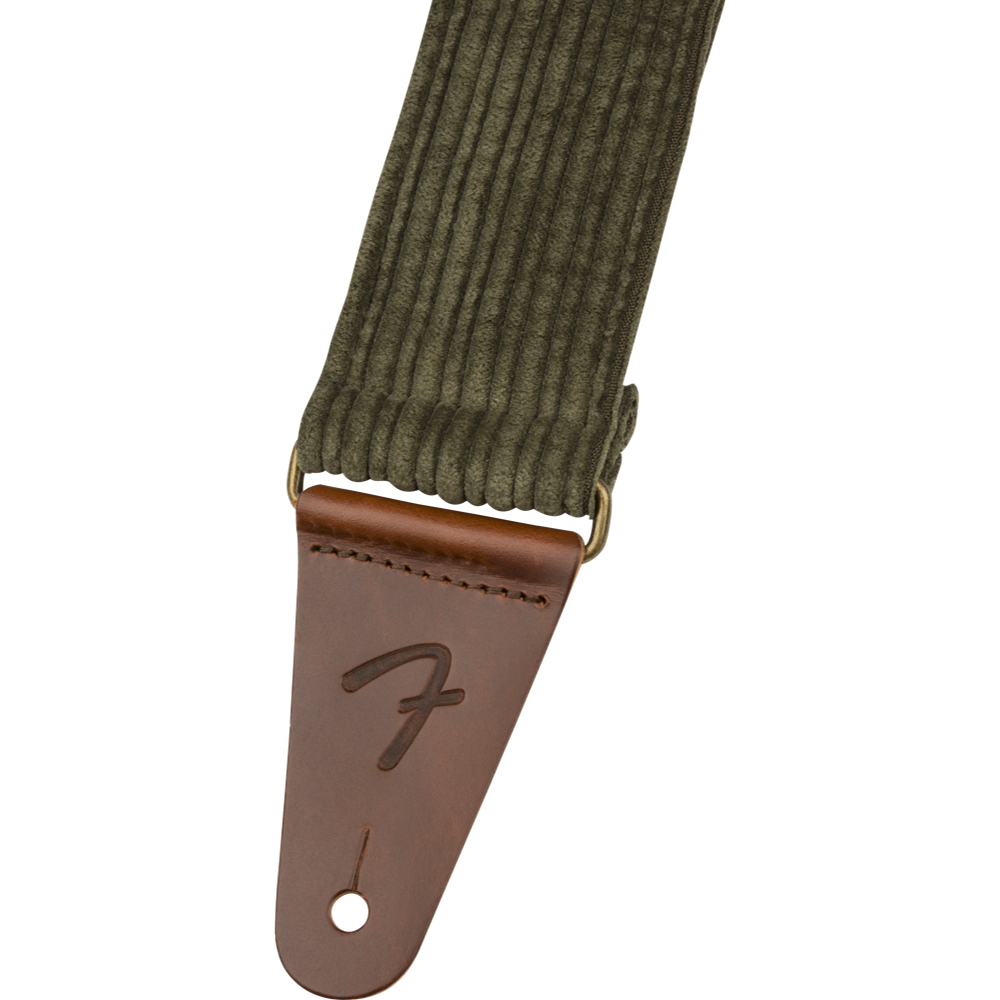 Fender Corduroy Strap Antique Olive 2' ギターストラップ ストラップエンドにはフルグレインレザーを採用し究極の快適さと耐久性