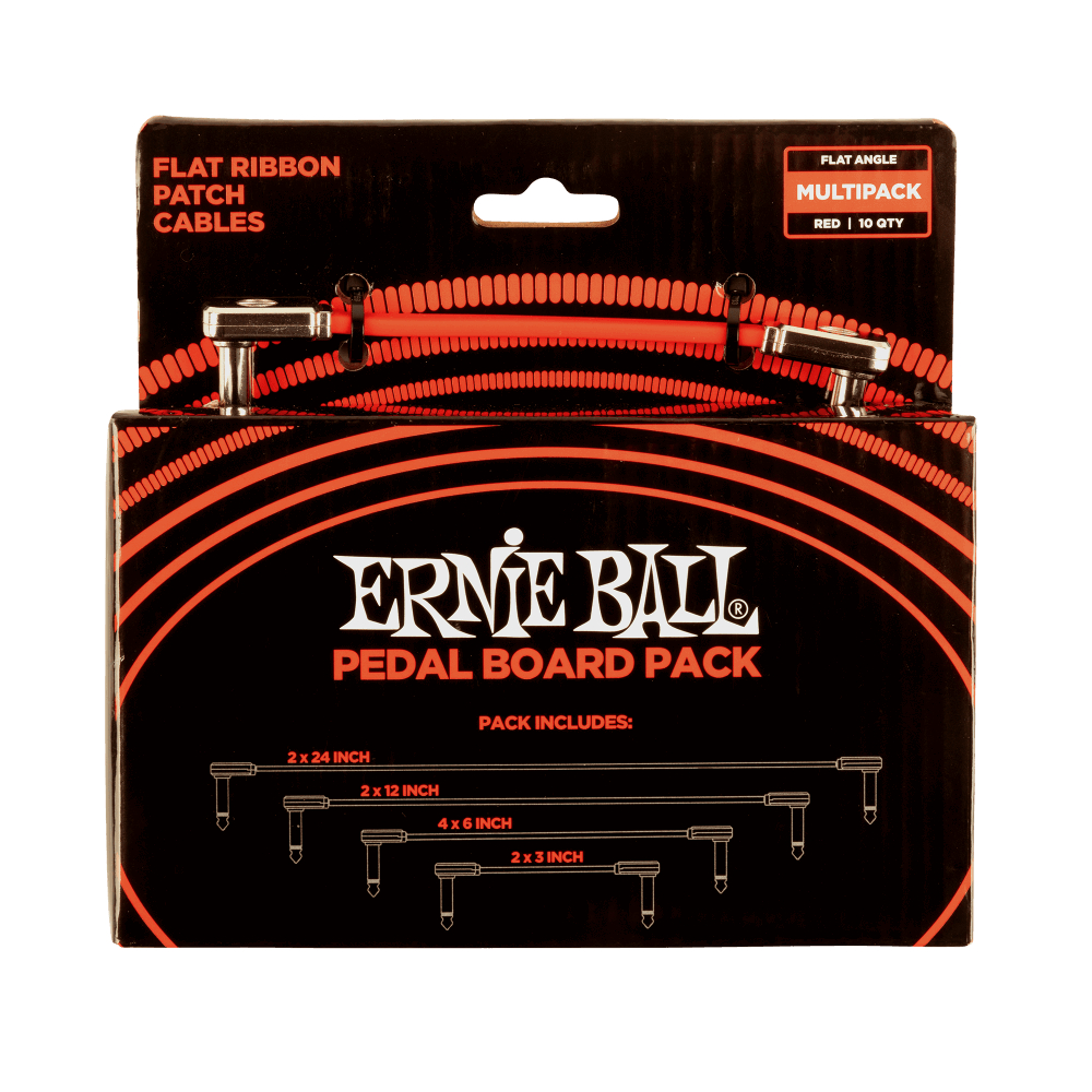 ERNIE BALL P06404 Flat Ribbon Patch Cables Pedalboard Multi-Pack - Red パッチケーブルセット