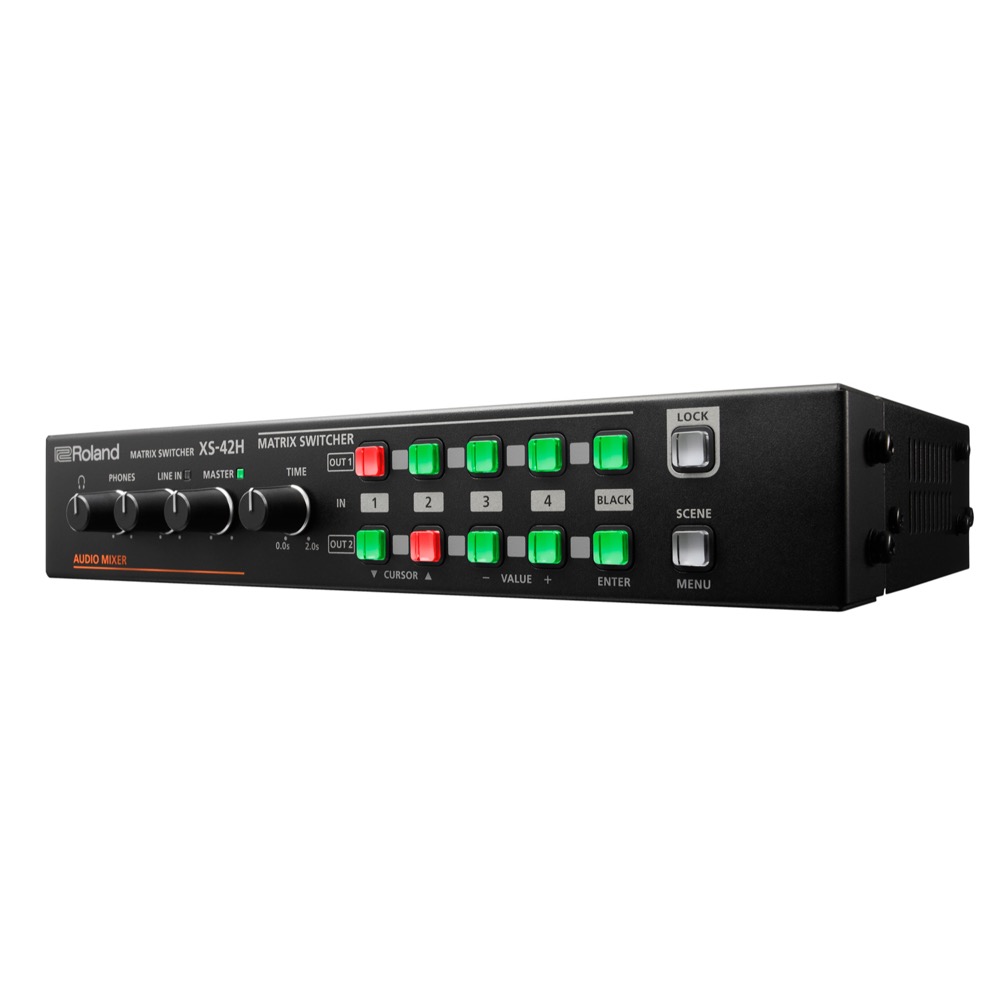 ROLAND XS-42H MATRIX SWITCHER 4入力2出力マルチフォーマットスイッチャー 斜めアングル画像