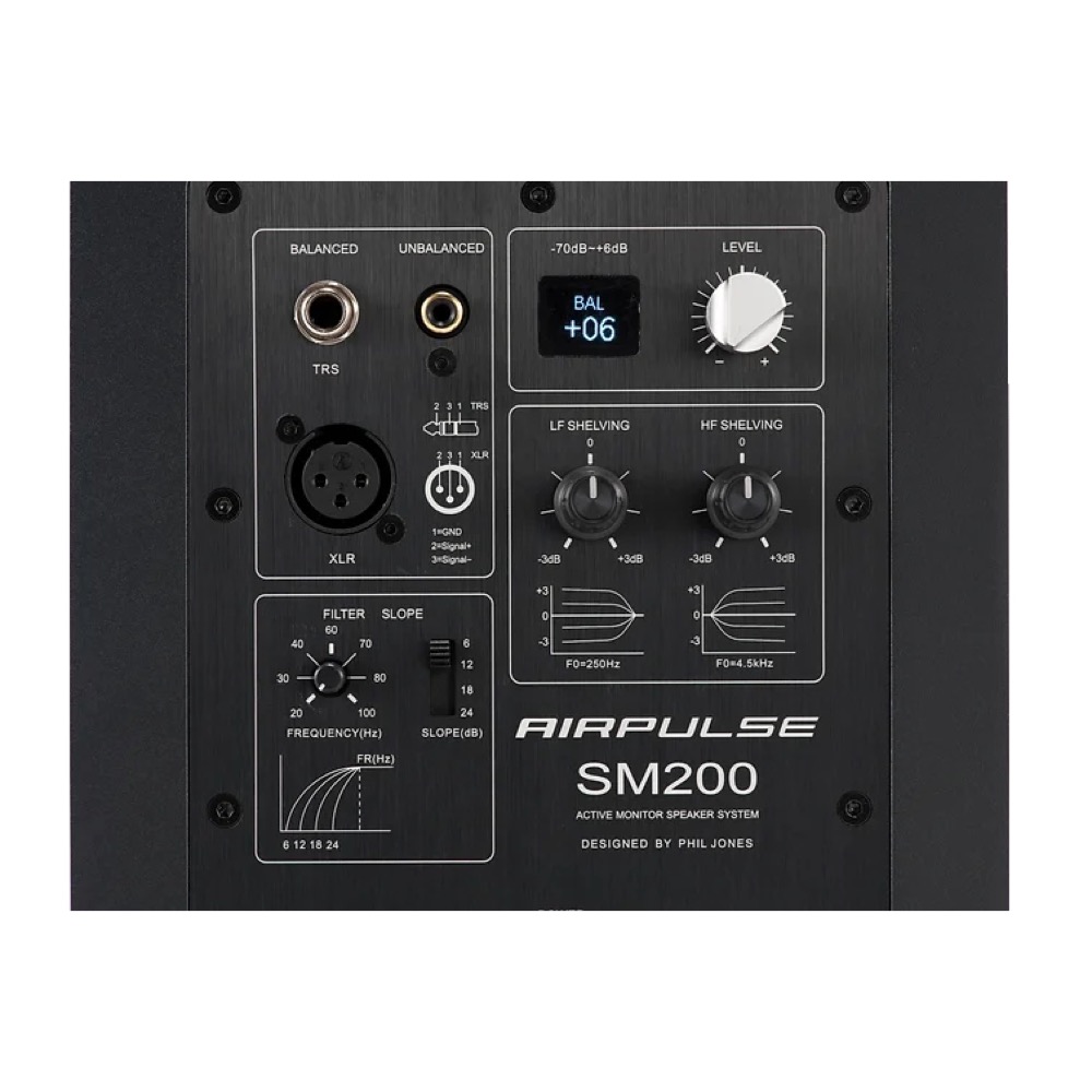 AIRPULSE SM200 ACTIVE SPEAKER パワードモニタースピーカー 1ペア（2本1組） バックパネル画像