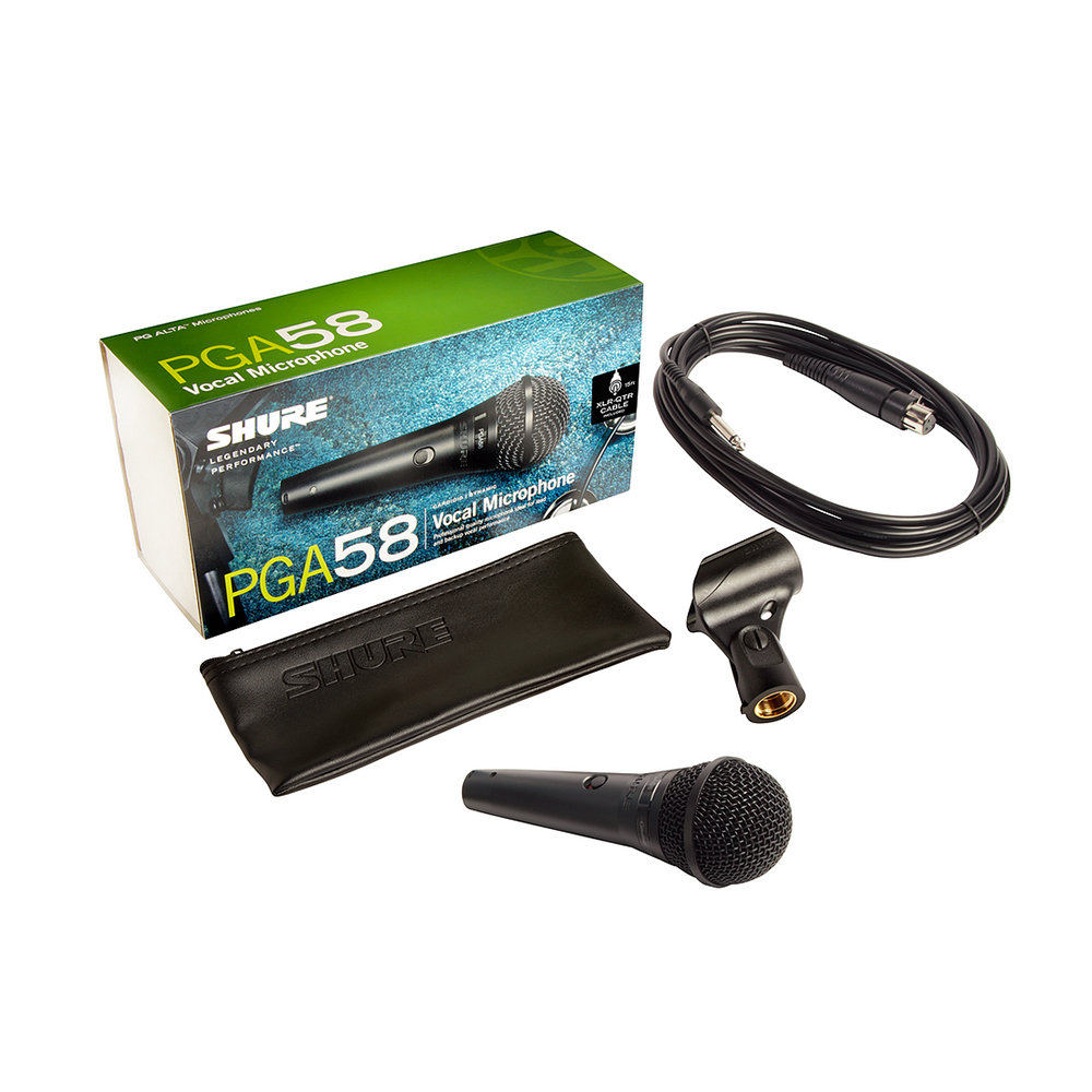 SHURE PGA58-QTR-J カーディオイド・ダイナミック・ボーカルマイクロホン 内容物画像