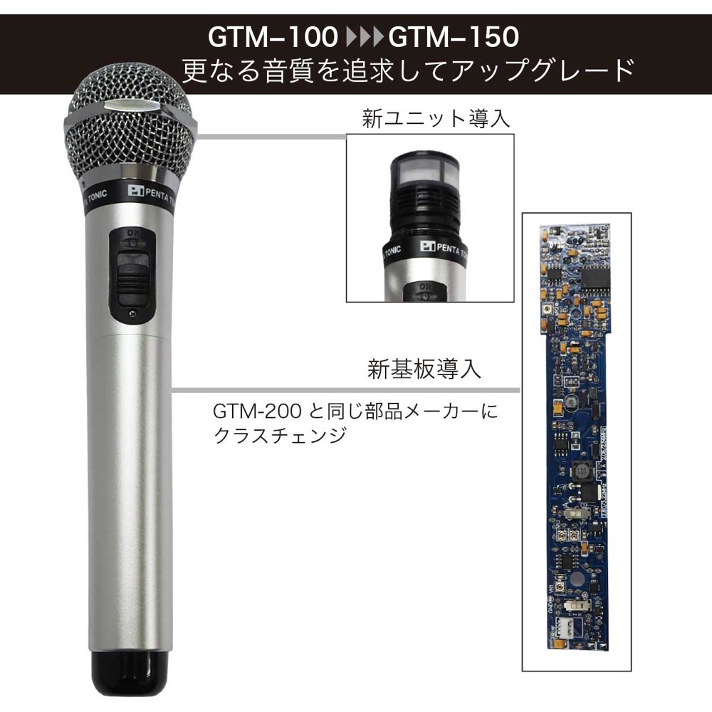 PENTATONIC マイマイク GTM-150 マットブラック カラオケマイク 詳細画像