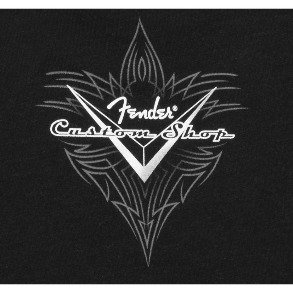 Fender フェンダー CUSTOM SHOP PINSTRIPE TEE BLACK S Tシャツ 背面ロゴ