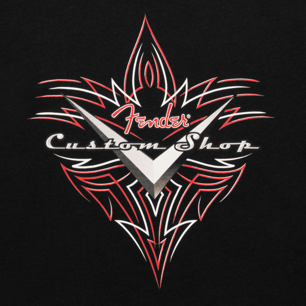 Fender フェンダー CUSTOM SHOP PINSTRIPE TEE BLACK L Tシャツ フロント画像