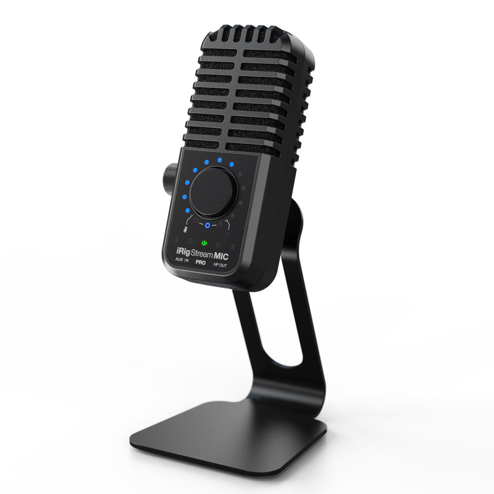 IK Multimedia iRig Stream Mic Pro コンデンサーマイク & オーディオインターフェイス スタンド取り付け画像