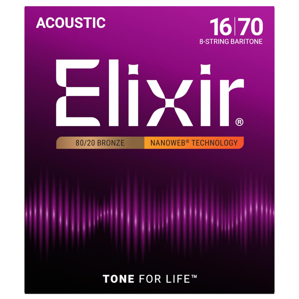 ELIXIR エリクサー 11308 NANOWEB 8-strings Baritone Acoustic 16-70 8弦 (3弦/4弦複弦) バリトンギター弦