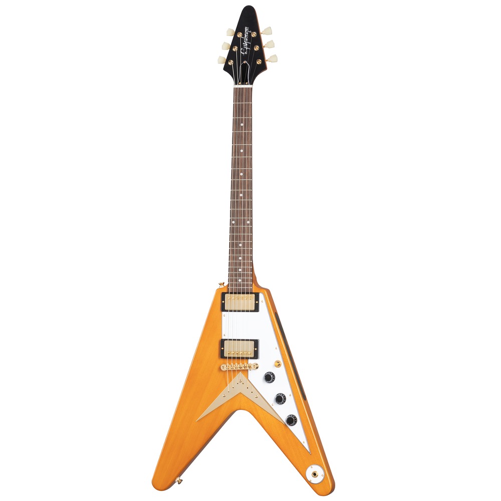 Epiphone エピフォン 1958 Korina Flying V White Pickguard Aged