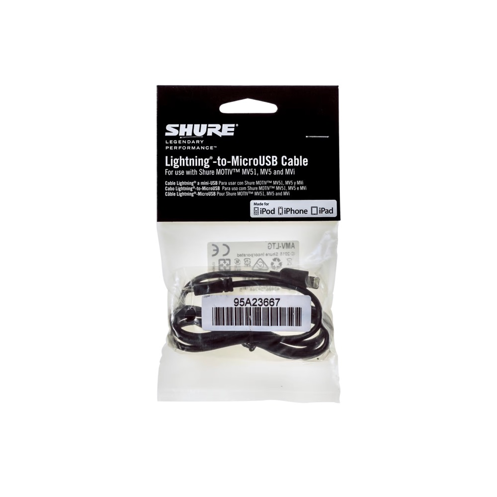 SHURE シュア AMV-LTG MicroB-to-Lightning ライトニングケーブル 1m