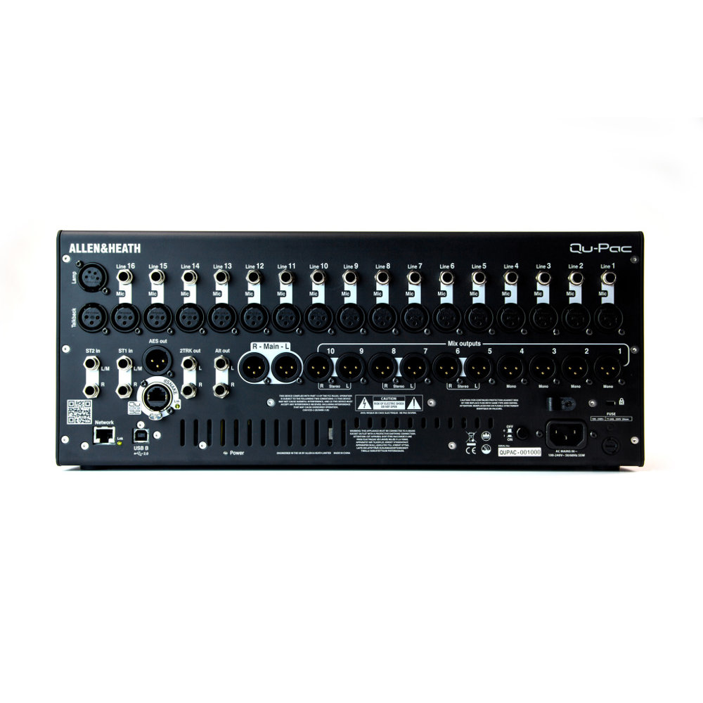 Allen & Heath アレンアンドヒース QU-PAC ポータブルサイズ 22in/ 12outデジタルミキサー バックパネル