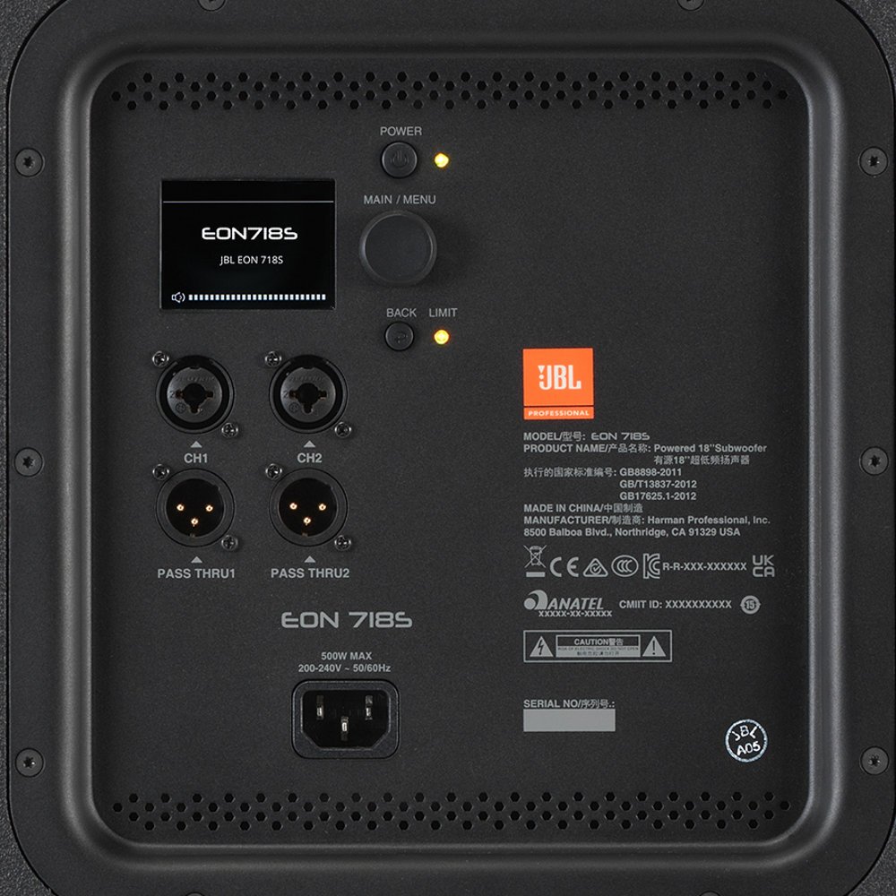 JBL PROFESSIONAL ジェービーエル プロフェッショナル EON718S パワード・サブウーファー コントロールパネル