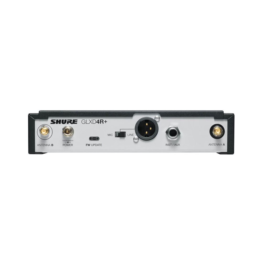 SHURE シュア GLXD24R+J/B58-Z2 ボーカル用ワイヤレスシステム 2.4GHz帯 ハンドヘルド型送信機 ハーフラック型受信機 受信機リア画像