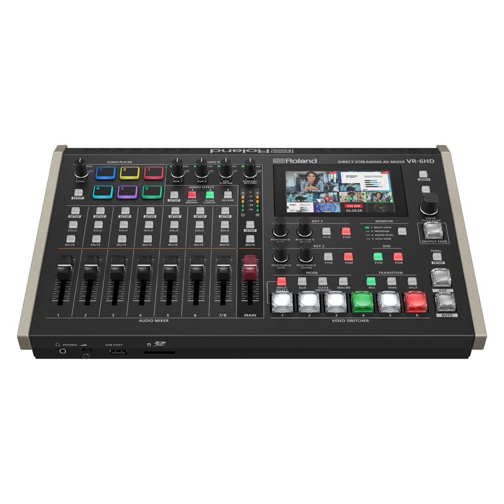 ROLAND ローランド VR-6HD Streaming AV Mixer ストリーミングAVミキサー 斜めアングル画像
