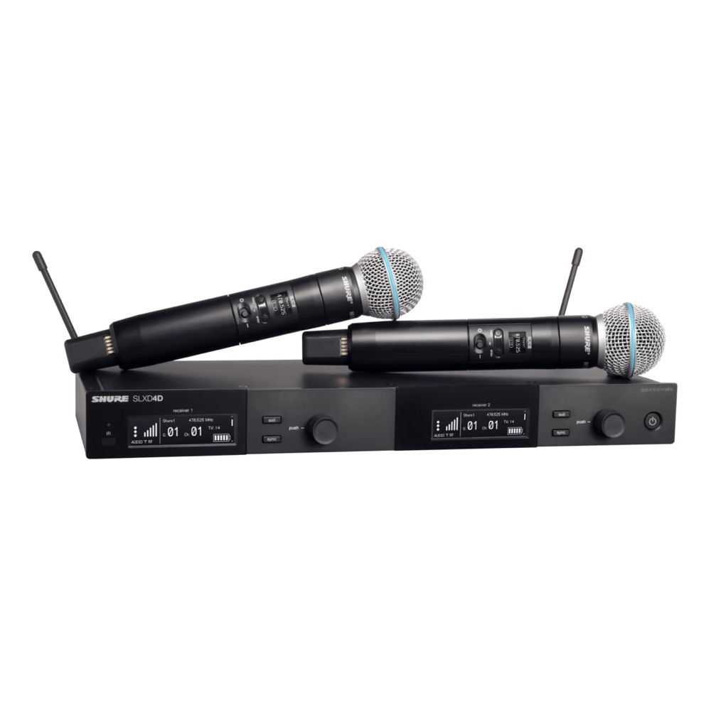 SHURE シュア SLXD24DJ/B58-JB ボーカル用デュアルワイヤレスシステム B帯 ハンドヘルド型送信機 デュアル受信機