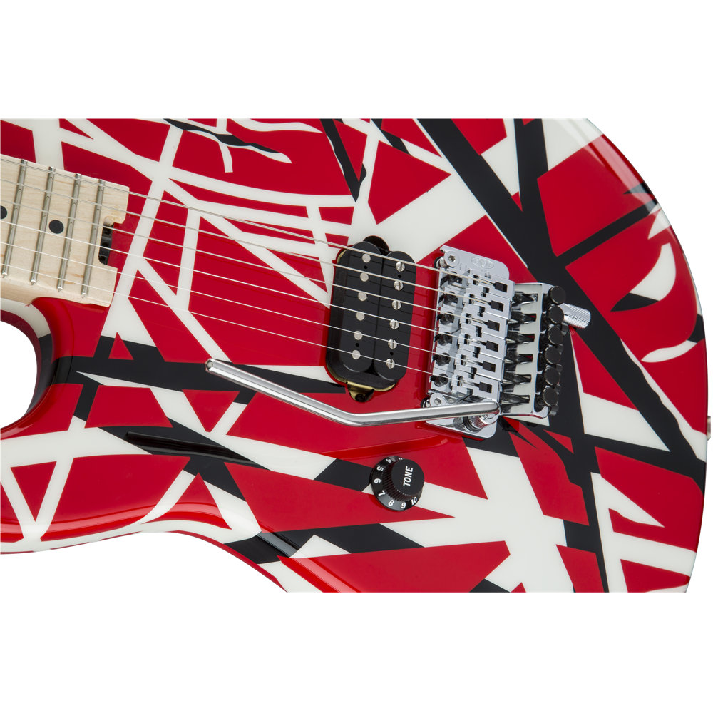 EVH イーブイエイチ Striped Series LH R/B/W Maple Fingerboard Red Black and White Stripes エレキギター ブリッジ、ピックアップ
