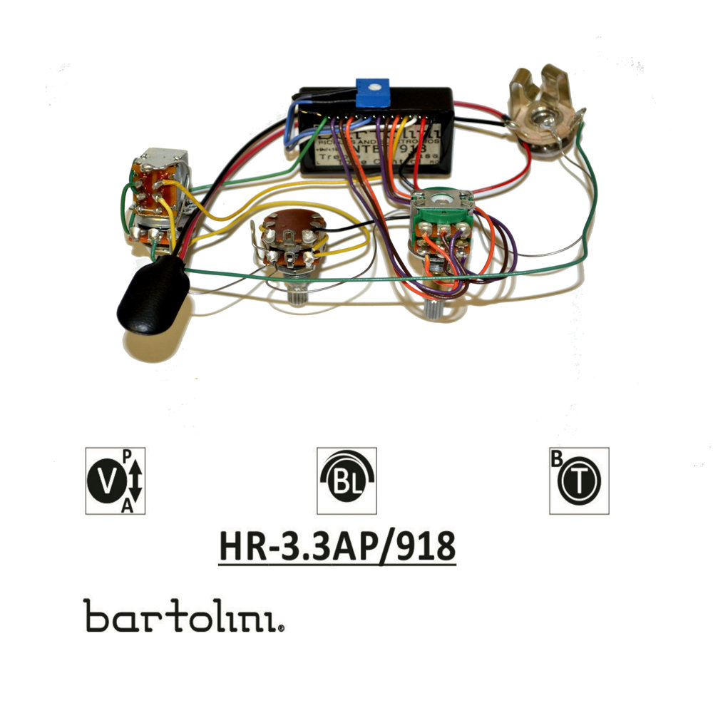 Bartolini バルトリーニ HR-3.3AP/918 2 Band NTBT Preamp 3 Pots ベース用プリアンプ セット内容品