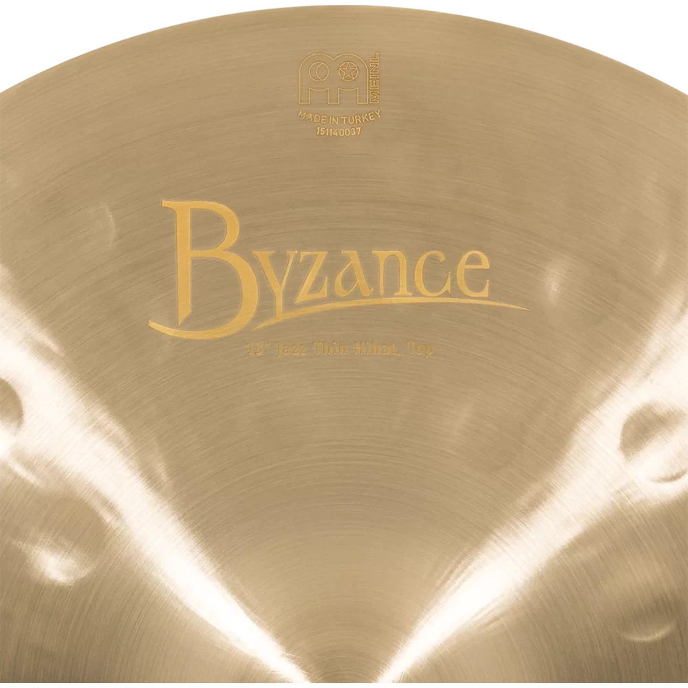 MEINL マイネル B13JTH 13” Byzance Jazz Hihats THIN ハイハット トップ&ボトム ロゴ部分アップ