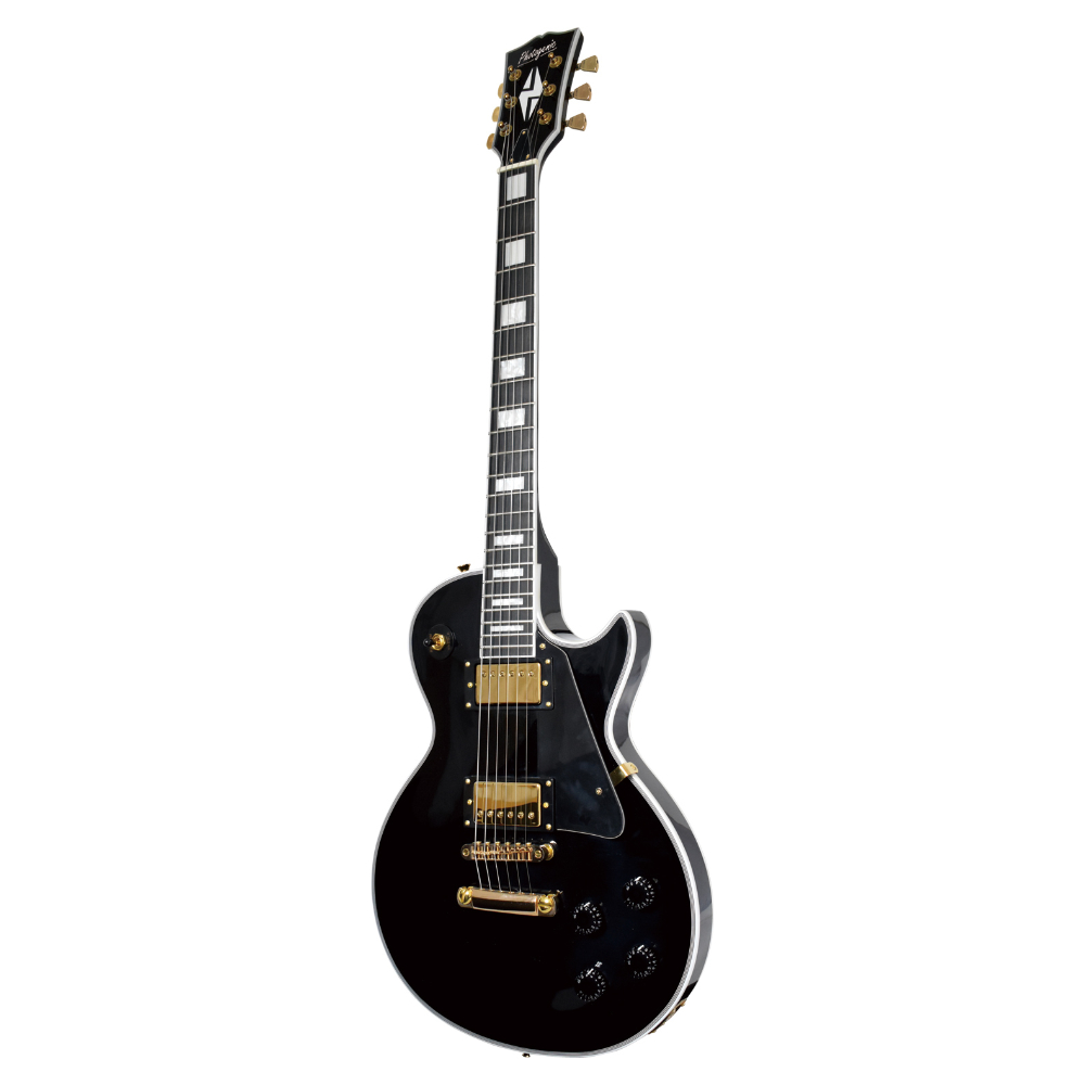 Photogenic フォトジェニック LP-300C BK エレキギター カスタムタイプ ブラック 黒 斜めアングル画像