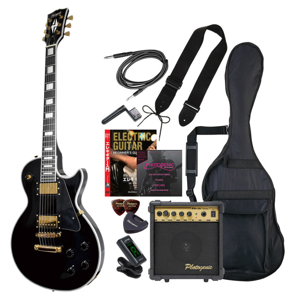 BK　Photogenic　フォトジェニック　LP-300C　黒　エレキギター　カスタムタイプ　ブラック　0-