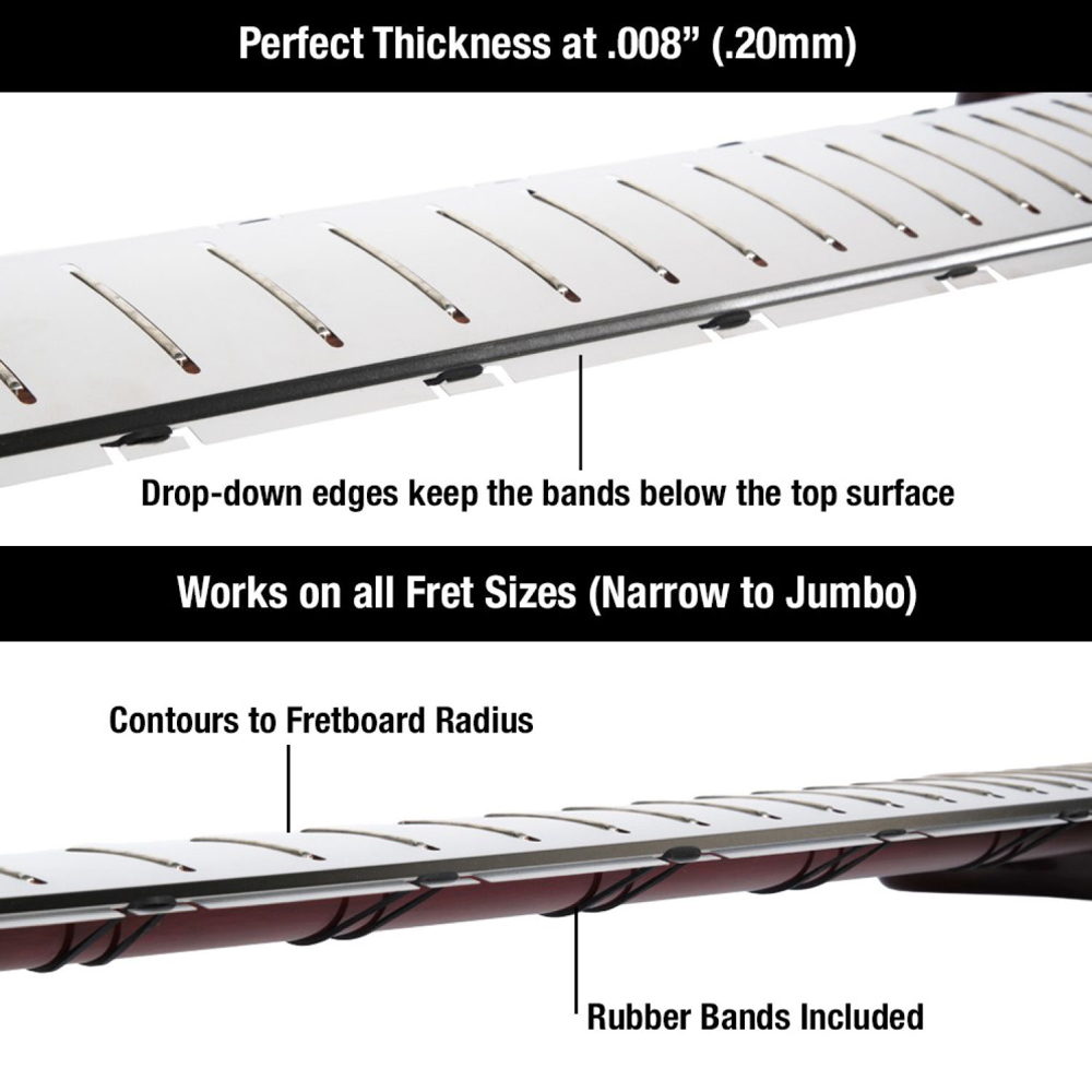 MUSIC NOMAD ミュージックノマド MN802 Fret Shield for P-25 Fret Scale フルカバー フレットガード 取付図1