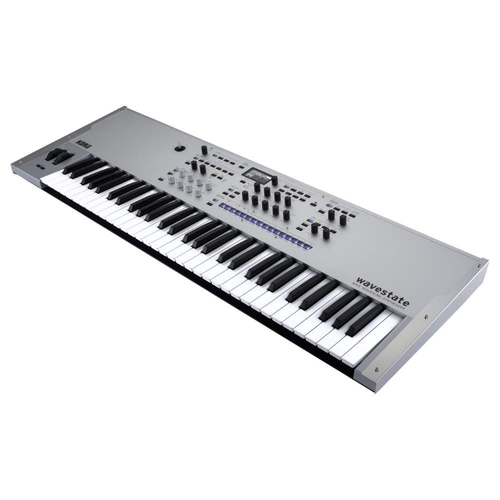 KORG コルグ wavestate SE Platinum WAVE SEQUENCING SYNTHESIZER シンセサイザー 61鍵盤仕様 専用ハードケース付き 限定カラー WAVESTATE-SE P 斜めアングル画像
