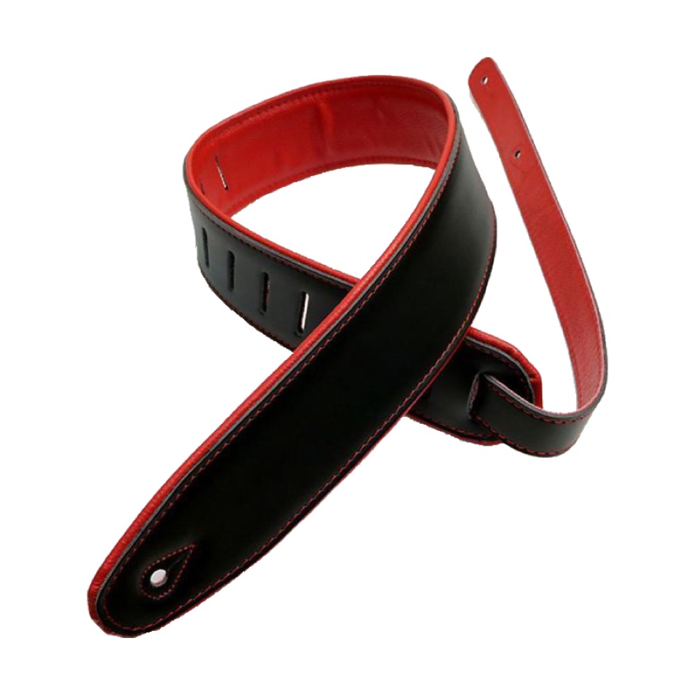 RENEGADE レネゲード Super Deluxe Rolled Edge Leather Neoprene Insert Black Red ギターストラップ