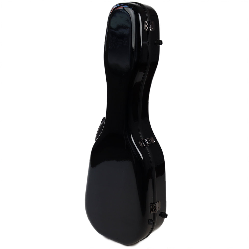 ARANJUEZ アランフェス CAUK-16C メタリックブラック ウクレレケース スタンダード コンサート用 グラスファイバー製 立てた状態。