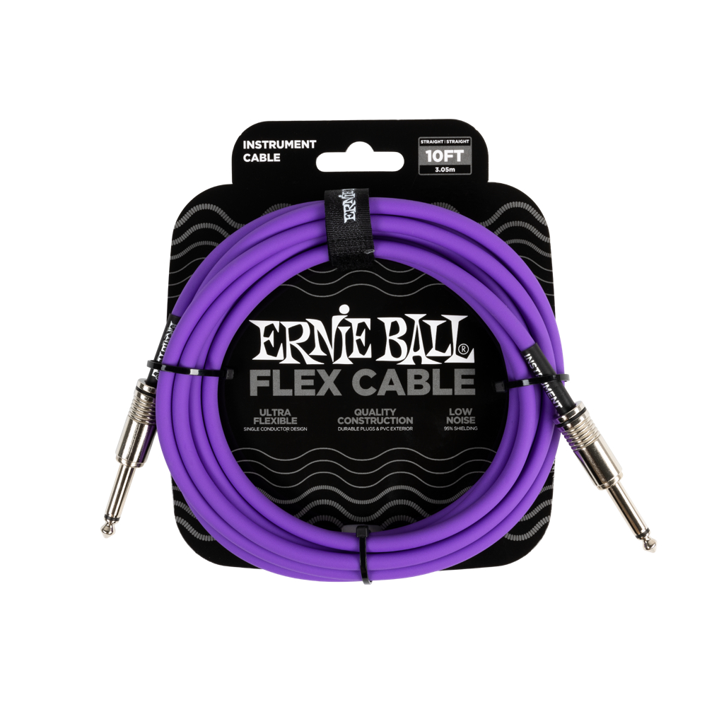 ERNIE BALL アニーボール EB 6415 FLEX CABLE 10’ SS PR 10フィート(約3メートル) 両側ストレートプラグ パープル ギターケーブル