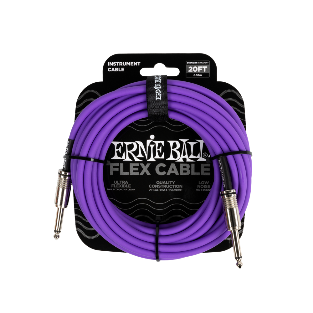 ERNIE BALL アニーボール EB 6420 FLEX CABLE 20’ SS  PR 20フィート（約6メートル） 両側ストレートプラグ パープル ギターケーブル
