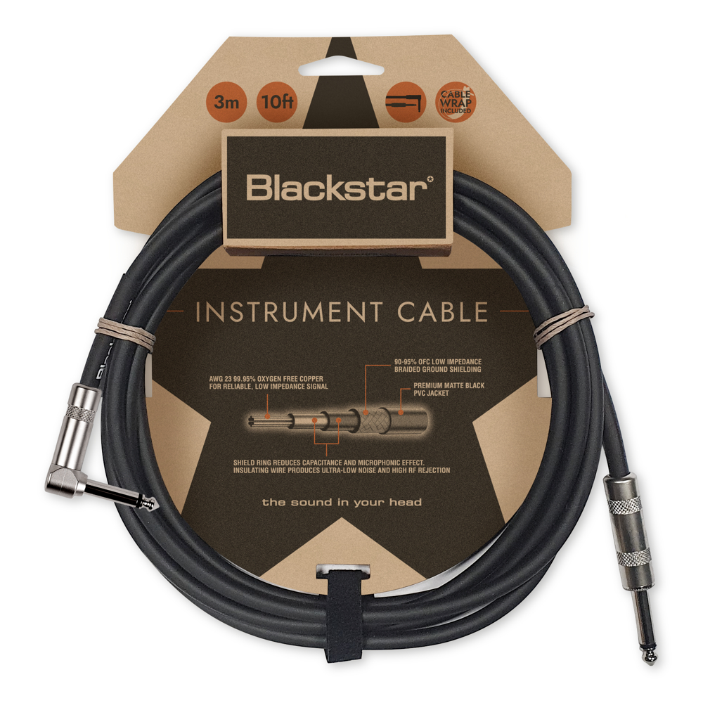 BLACKSTAR ブラックスター STANDARD CABLE 3M STR/ANG ギターケーブル 3メートル 片側L型プラグ シールド