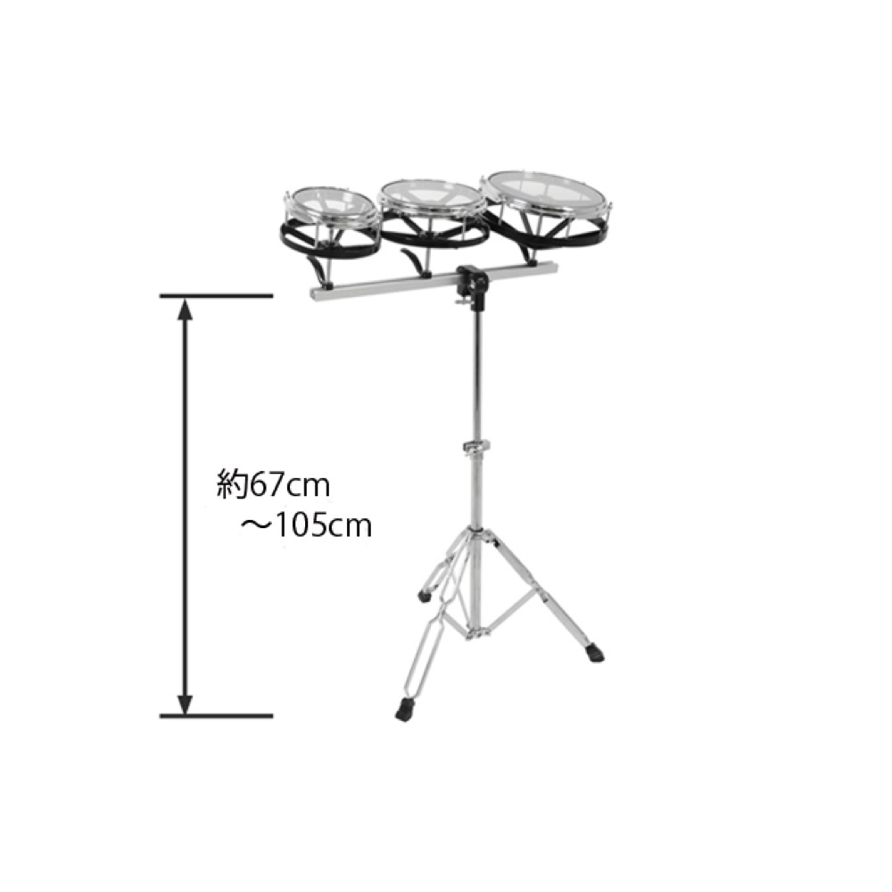 KC ケーシー RT-SET ロートタムセット 6/8/10インチセット スタンド付き 寸法図