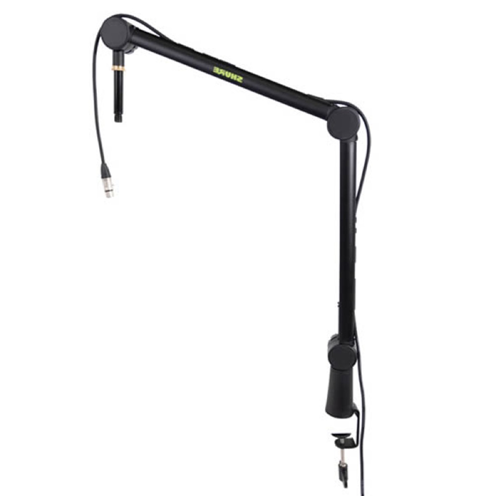 SHURE by GATOR シュア ゲーター SH-BROADCAST1 DESKTOP MIC BOOM デスクトップマイクブーム マイクスタンド 装着図