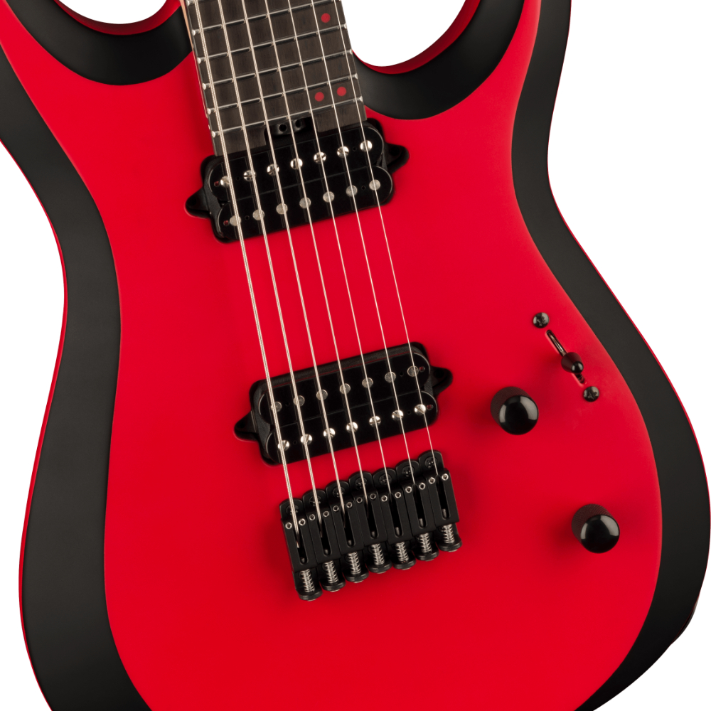 Jackson ジャクソン Pro Plus Series DINKY Modern MDK7 HT Satin Red with Black bevels 7弦エレキギター ボディ画像