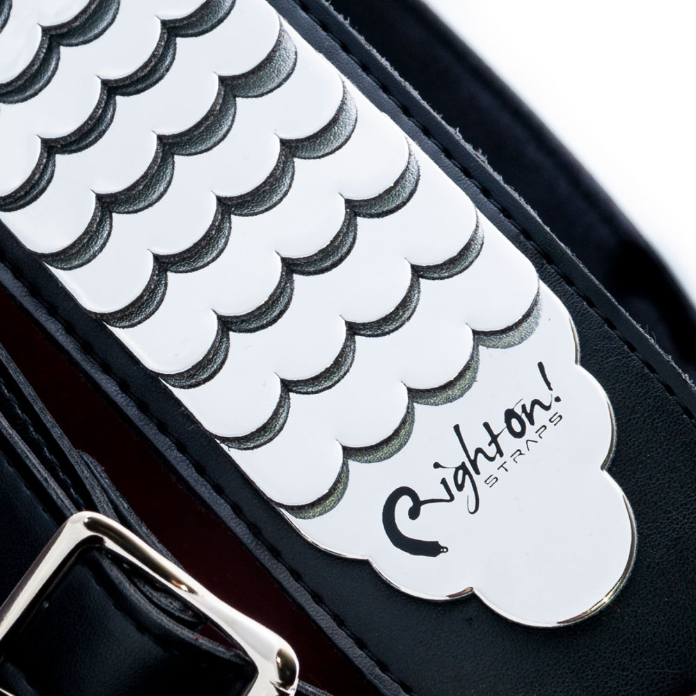 Righton! STRAPS ライトオン ストラップ LEGEND JL Python Black ギターストラップ パイソンのメッキとロゴ