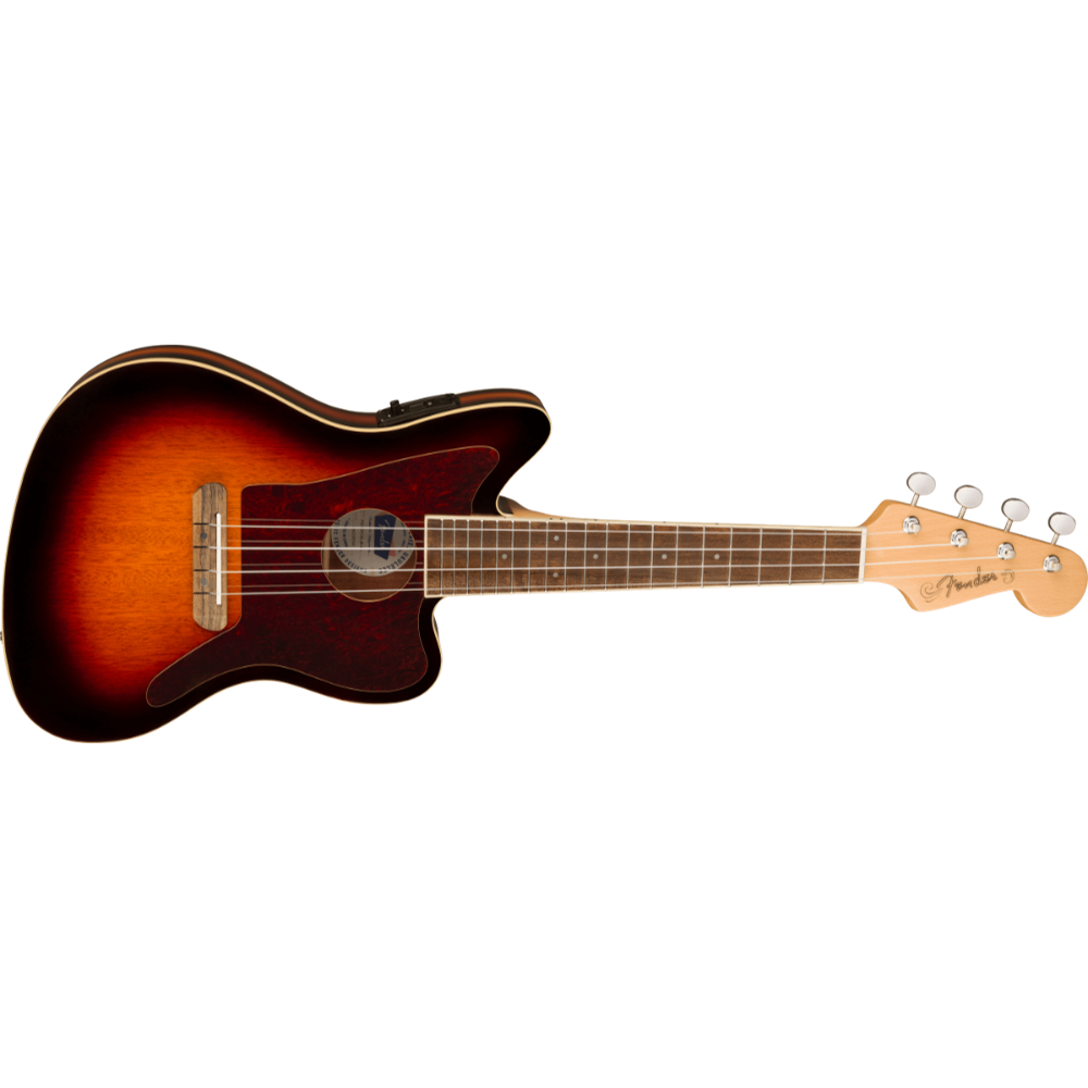 Fender フェンダー Fullerton Jazzmaster Uke Walnut Fingerboard Tortoiseshell Pickguard 3-Color Sunburst コンサートサイズ エレクトリックウクレレ ボディトップ画像