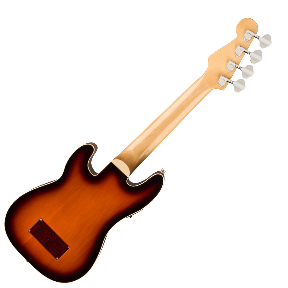 Fender フェンダー Fullerton Precision Bass Uke Walnut Fingerboard べっ甲柄 Pickguard 3-Color Sunburst エレクトリックベースウクレレ エレクトリックベースウクレレ全体 裏面 画像