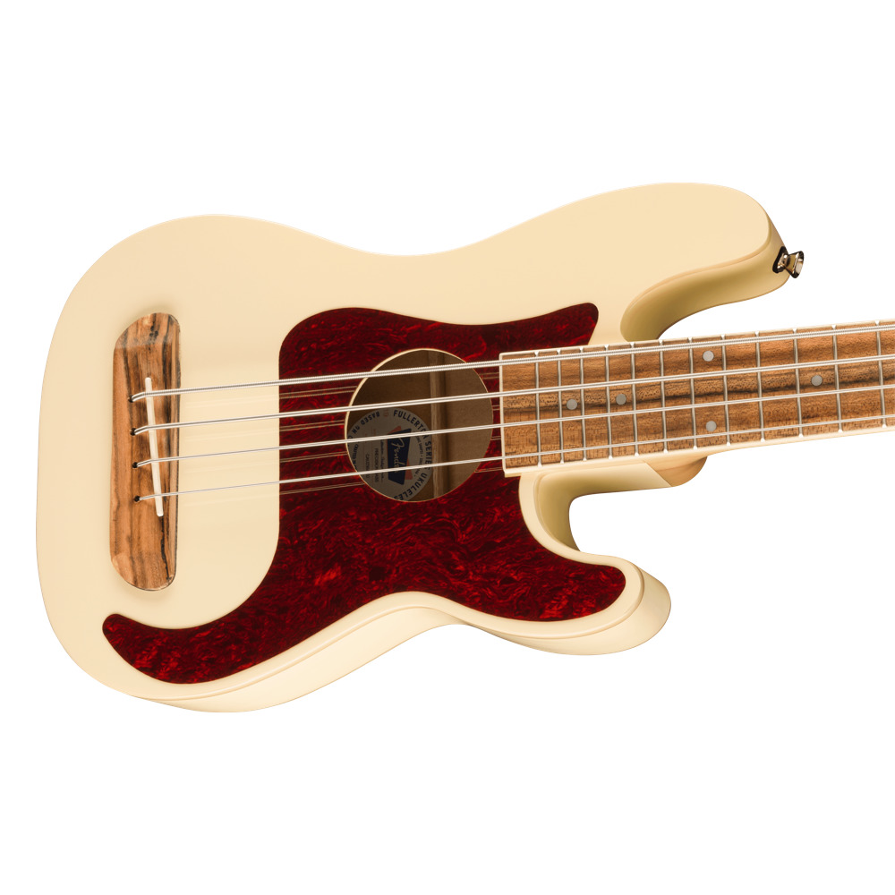 Fender フェンダー Fullerton Precision Bass Uke Walnut Fingerboard べっ甲柄 Pickguard Olympic White エレクトリックベースウクレレ エレクトリックベースウクレレ ボディアップ 画像