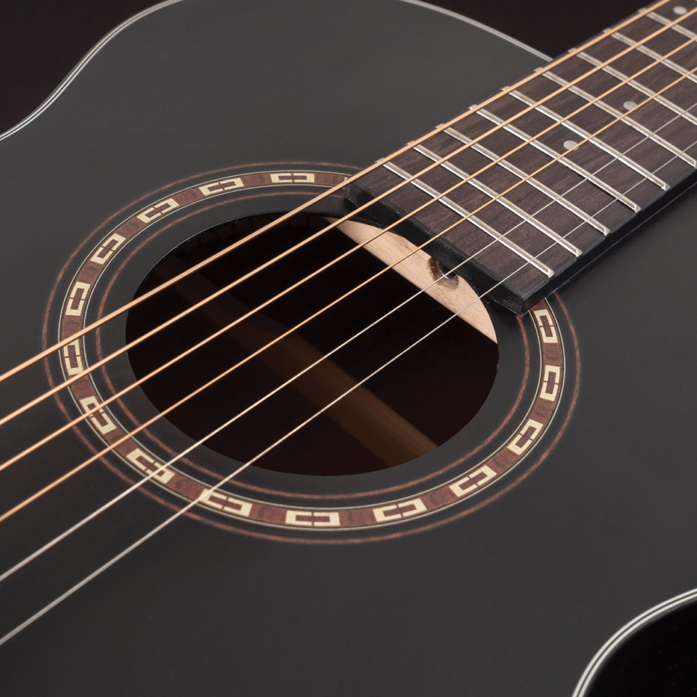 Washburn ワッシュバーン G-MINI 5 Black Matte ミニアコースティックギター サウンドホール、ロゼッタ