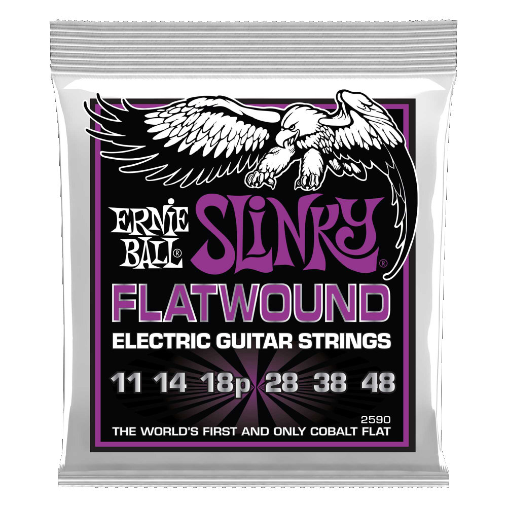 ERNIE BALL アーニーボール 2590 Flatwound Power Slinky 11-48（3弦プレーン） フラットワウンド エレキギター弦 パワースリンキー