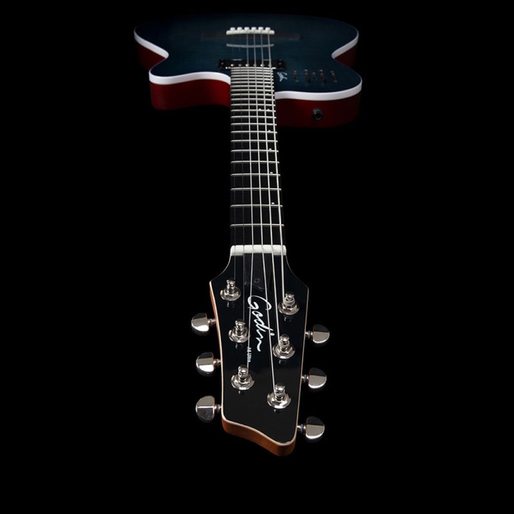 Godin ゴダン A6 ULTRA Denim Blue Flame エレクトリックアコースティックギター ヘッド画像