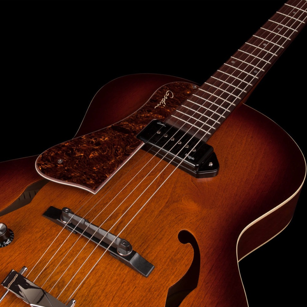Godin ゴダン 5th Avenue Kingpin P90 Cognac Burst Left-Handed レフトハンドモデル エレキギター 平置き画像