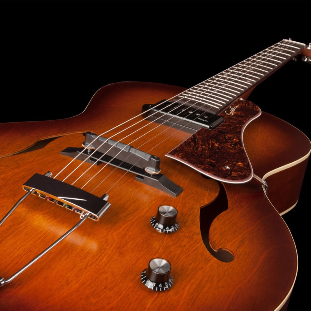 Godin ゴダン 5th Avenue Kingpin P90 Cognac Burst エレキギター コントロール画像