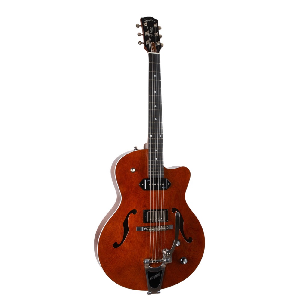 Godin ゴダン 5th Ave Uptown Custom Havana Brown エレキギター 斜めアングル画像