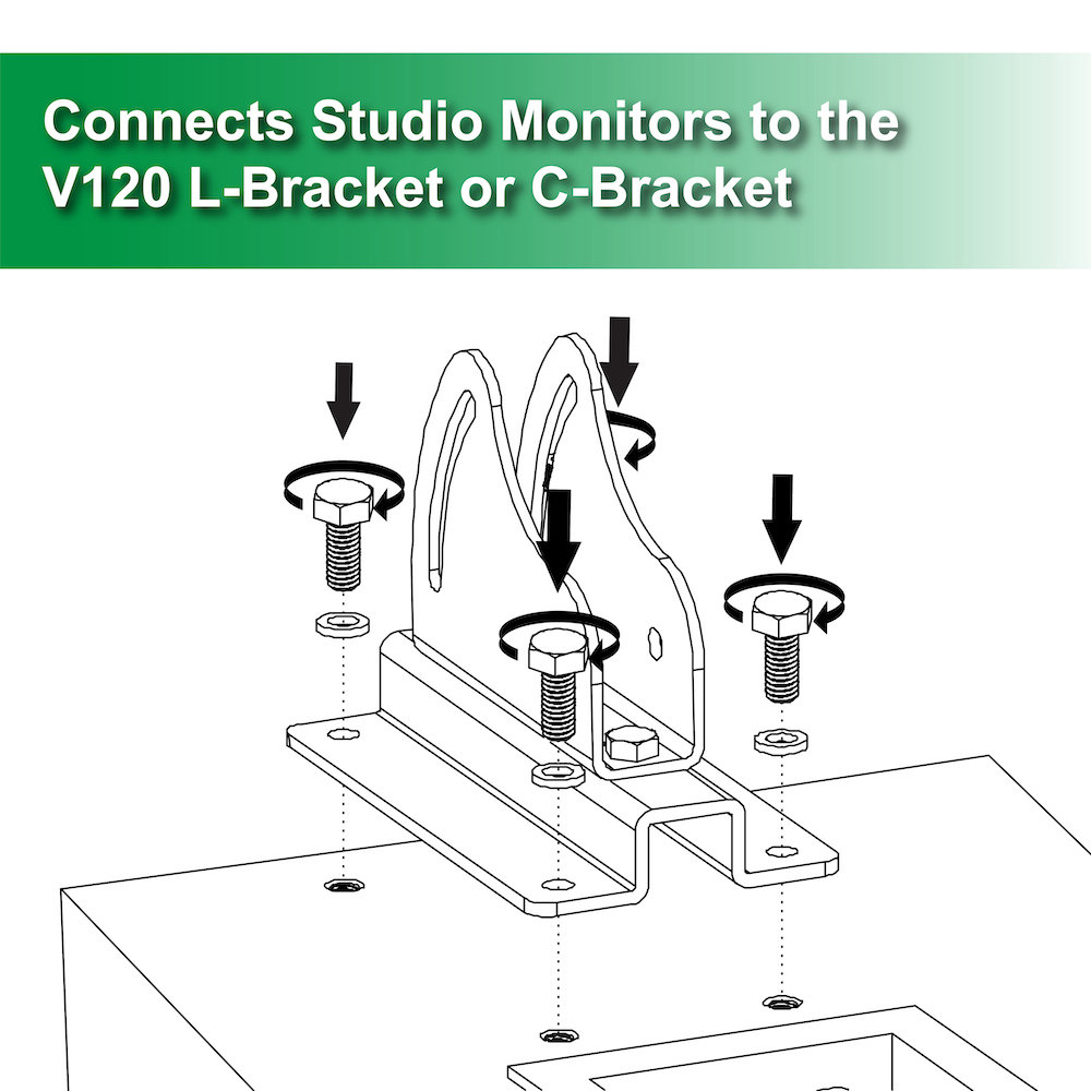 ISO ACOUSTICS V120 T-Adapter V120用ブラケット取付プレート 68mm〜76.2mmの取り付け穴に対応 Cブラケット用 取り付け図